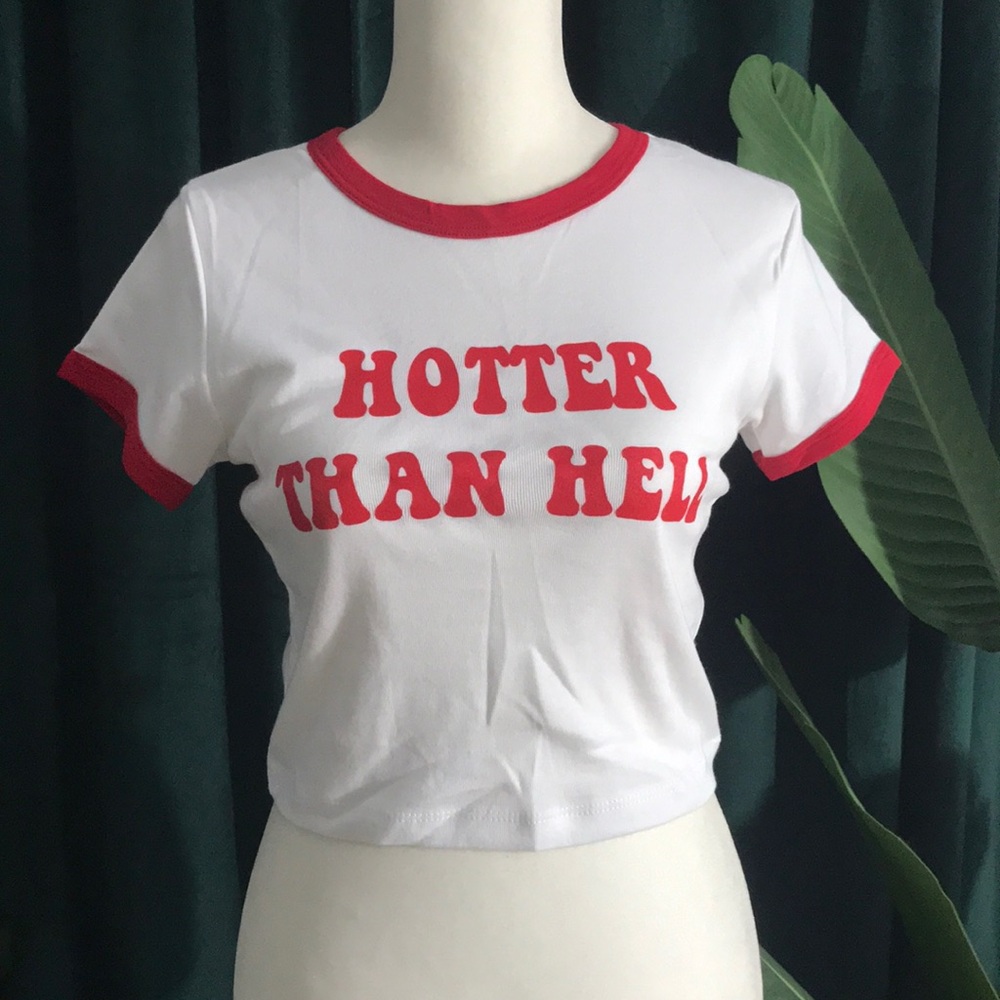 Hotter Than Hell Ringer Crop Top